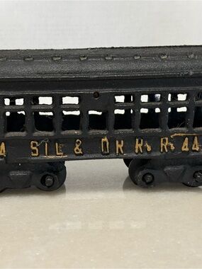 Vintage Cast Iron Train Car - Black with Gold Lettering